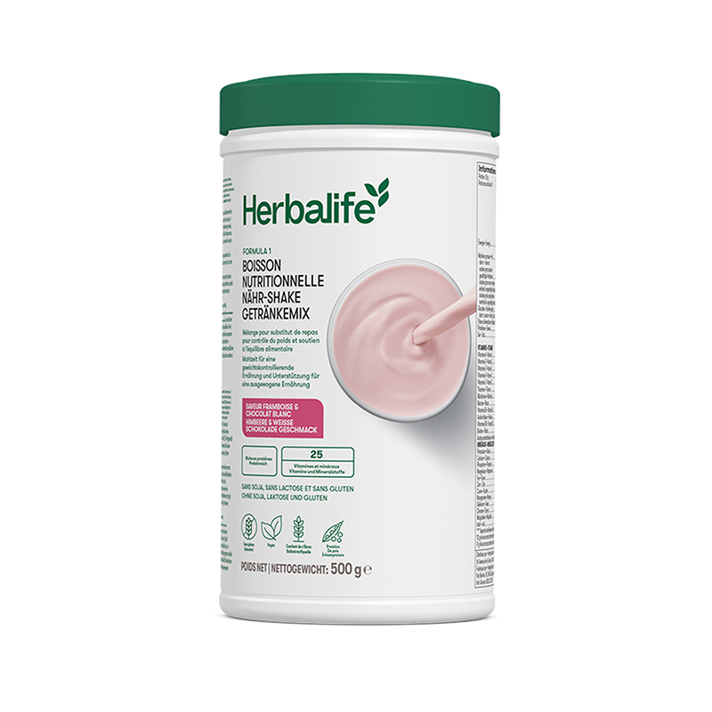 Herbalife Formula 1 senza soia, lattosio e glutine – Lampone e cioccolato bianco 500 g