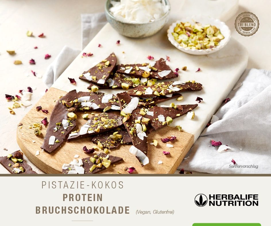 Cioccolato proteico a scaglie pistacchio e cocco
